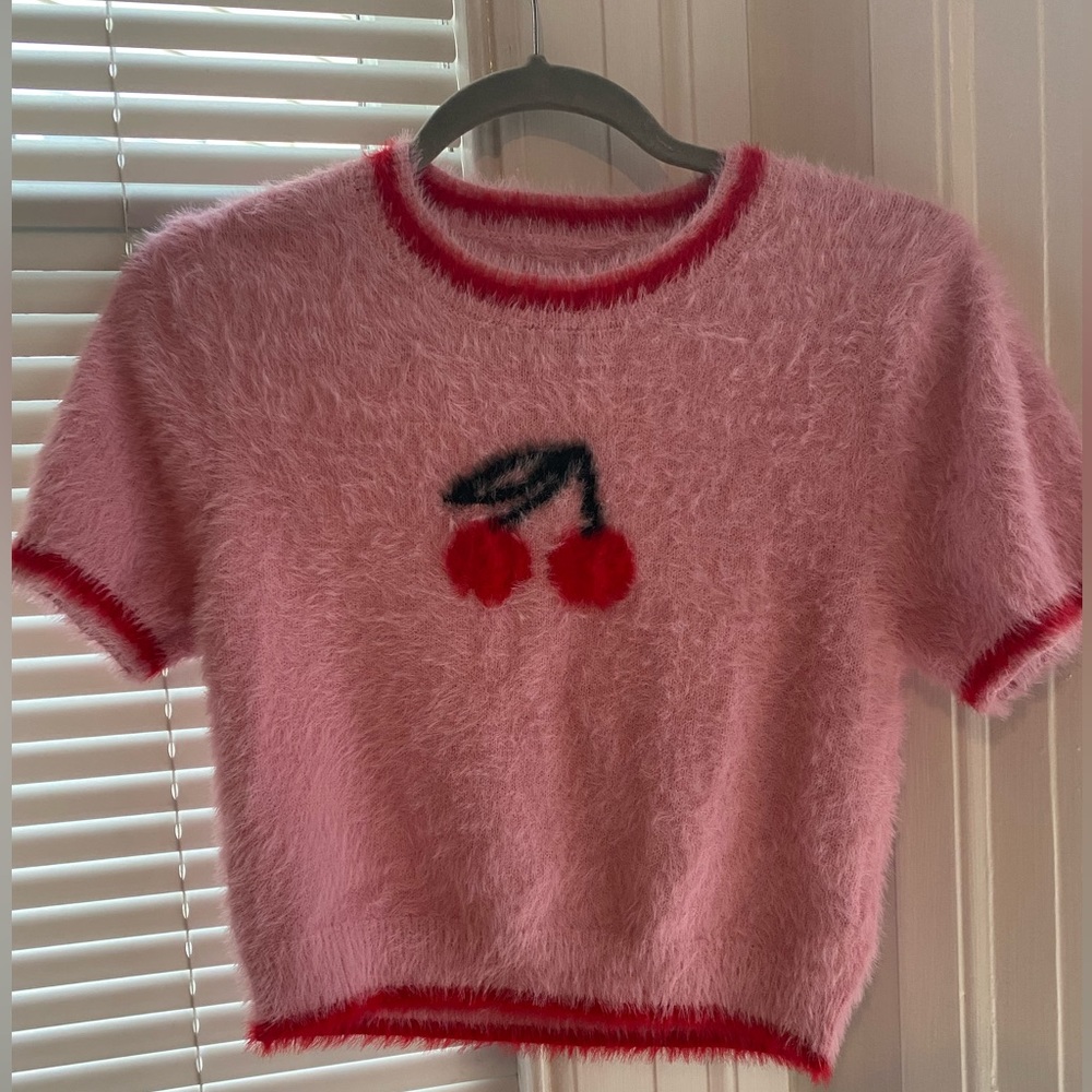 Cherry Pink Fuzzy Crop Top